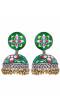 SwaDev Indian Designer Green Handpainted Meenakari Jhumka Earring SDJJE0003